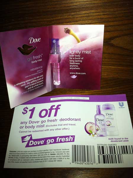 Dove Samples Received By Mail