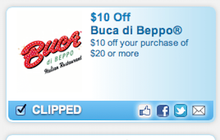 Save $10 off $20 Purchase at Buca di Beppo (Coupon) - Yo! Free Samples