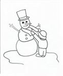 Free Printable Coloring Page Snowman and Child