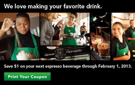 Starbucks Coupon: Save $1 Off ANY Espresso Beverage