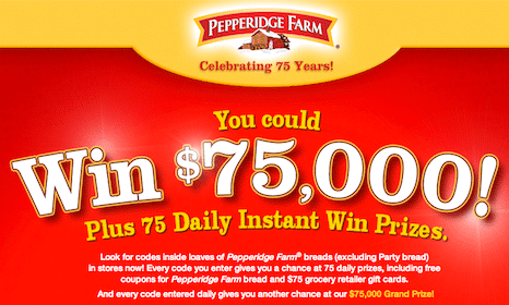 Win Instant Prizes or $75,000 From Pepperidge Farm (75 Daily Winners!)