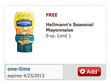 FREE Hellmann’s Seasonal Mayonnaise Safeway & Affiliates eCoupon