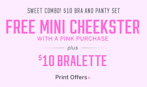Victoria’s Secret Coupon: Mini Cheekster ($9.50 Value!) + $10 Bralette with In-store PINK Purchase