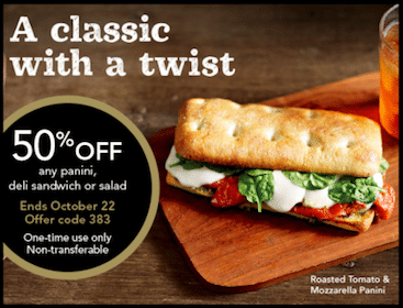 Starbucks Rewards Members Coupon: 50% Off Any Panini, Deli Sandwich or Salad + More (Check Your Email!)