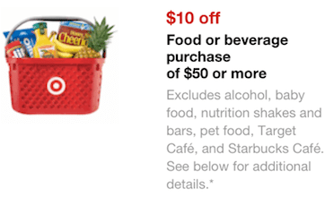 Target Mobile Coupon: Save $10 Off $50 Select Grocery or Beverage Purchase