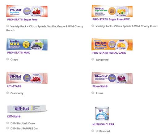 FREE PRO-Stat, UTI-Stat, Fiber-Stat, Diff-Stat or NUTILS Clear Adult Nutrition Sample Products