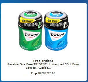 FREE Trident Unwrapped 50ct Gum Bottles at Fred Meyer