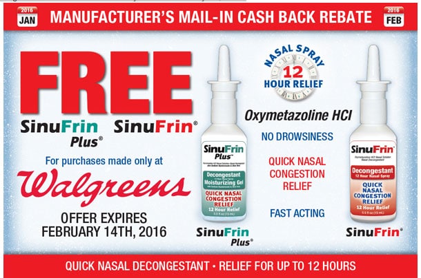 FREE SinuFrin & SinuFrin Plus at Walgreens (After Mail in Rebate)