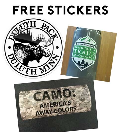4 FREE Stickers Today: Southern Belle Company Sticker, Duluth Pack Sticker, Special Edition Washington Trails Association Sticker & American Military News Sticker