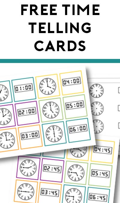 FREE Telling Time Practice Cards for Kids Ages 4 to 7