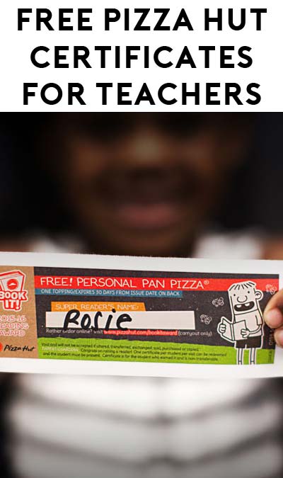 FREE One-Topping Personal Pan Pizza Certificates & More For Homeschool & Kindergarten Through 6th Grade Teachers From Pizza Hut’s Book It Program