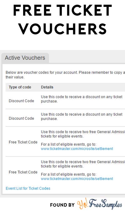 ticketmaster voucher code Up Vouchers Tickets From For Ticket More Grabs: FREE