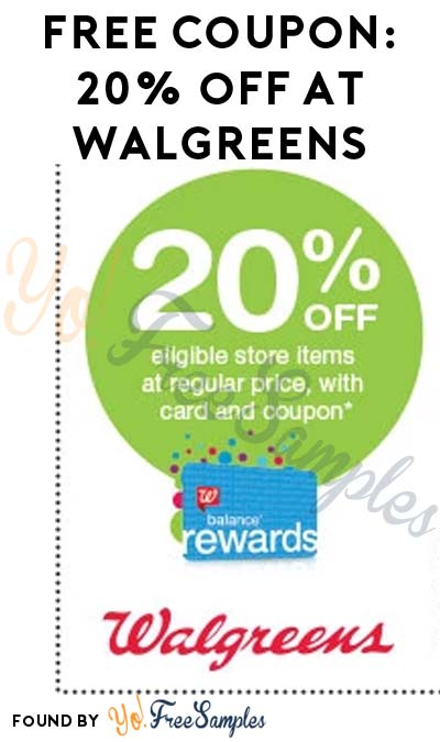 FREE Coupon For 20% Off Walgreens or Duane Reade 7/29 Only