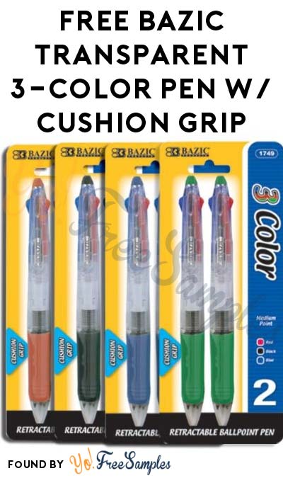 FREE BAZIC Transparent 3-Color Pen w/ Cushion Grip At 1PM EST / Noon CST / 10AM PST (Facebook / Not Mobile Friendly)