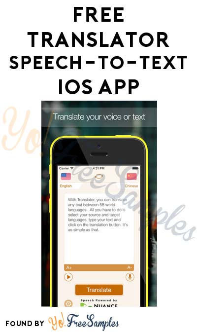 FREE English Translator Speech-to-Text iOS App (Normally $9.99)