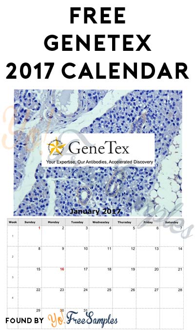 FREE GeneTex 2017 Calendar (Short Survey Required)