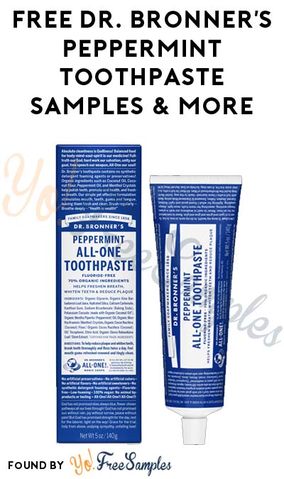 FREE Dr. Bronner’s Peppermint All-One Toothpaste Samples, Brochures & Coupons (Mom Ambassador Membership Required)