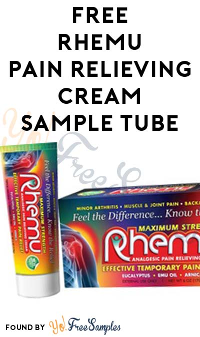 FREE Rhemu Analgesic Pain Relieving Cream Sample Tube [Verified Received By Mail]