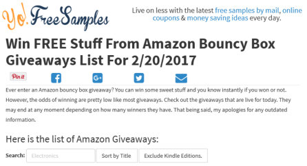 yoFreeSamples giveaways page