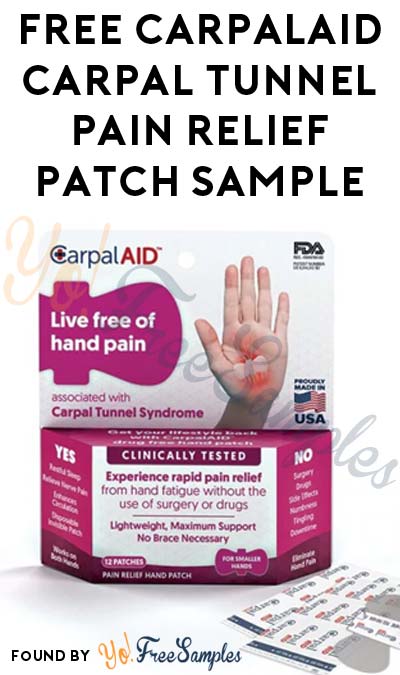 FREE CarpalAID Hand Pain Relief Patch Sample