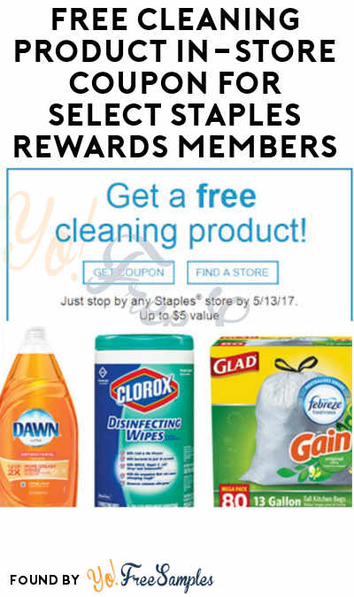 Possible FREE Cleaning Product In-Store Coupon (Select Staples Rewards Members)