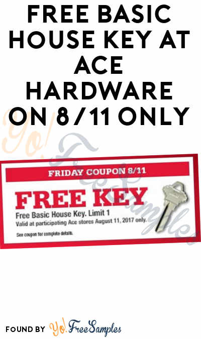 FREE Basic House Key At Ace Hardware On 8/11 Only