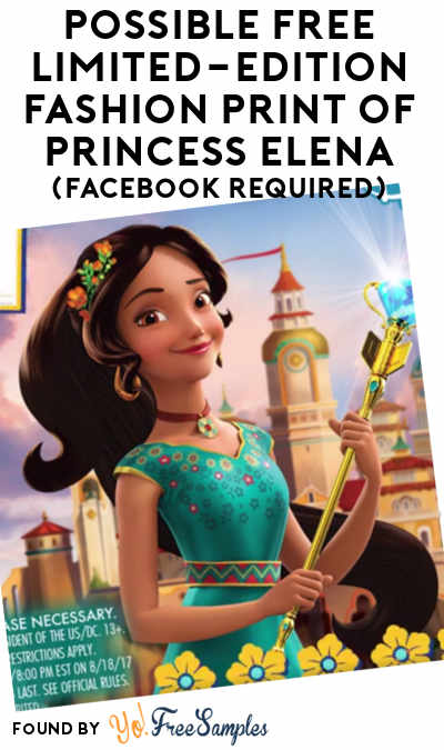 Possible FREE Limited-Edition Fashion Print of Princess Elena (Facebook Required)