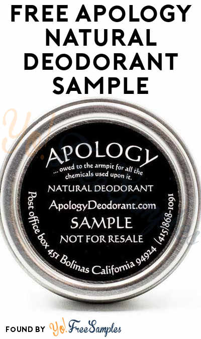 FREE Apology Natural Deodorant Sample [Verified Received By Mail]