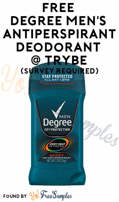 FREE Degree Men’s Invisible Solid Cool Rush Antiperspirant Deodorant At Trybe (Survey Required)