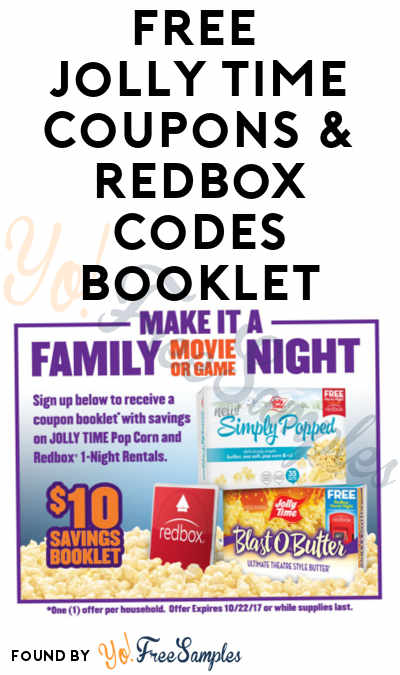FREE Jolly Time Coupons & Redbox Codes Booklet