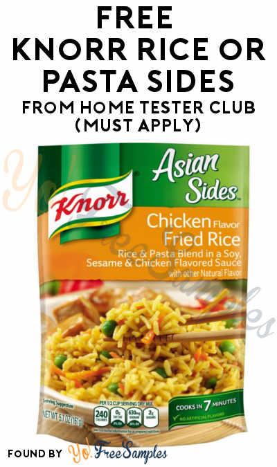 New: FREE Knorr Rice or Pasta Sides From Home Tester Club (Must Apply)