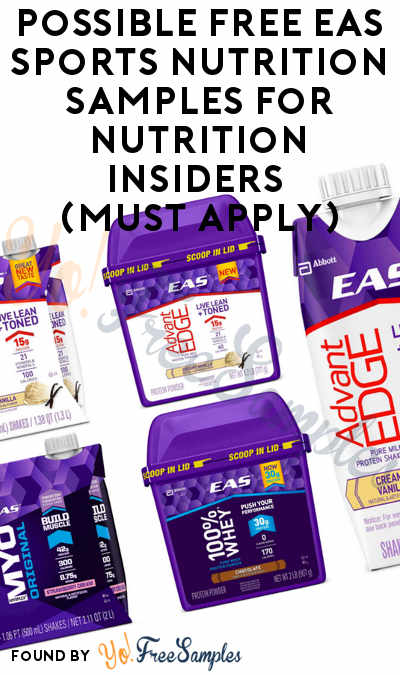 Possible FREE EAS Sports Nutrition Samples For Nutrition Insiders (Must Apply)