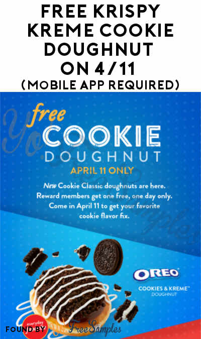 TODAY ONLY: FREE Krispy Kreme Cookie Doughnut On 4/11 (Mobile App Required)