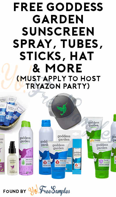 FREE Goddess Garden Sunscreen Spray, Tubes, Sticks, Hat & More (Must Apply To Host Tryazon Party)
