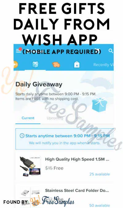 Free Gifts Daily From Wish App Mobile App Required Yo Free