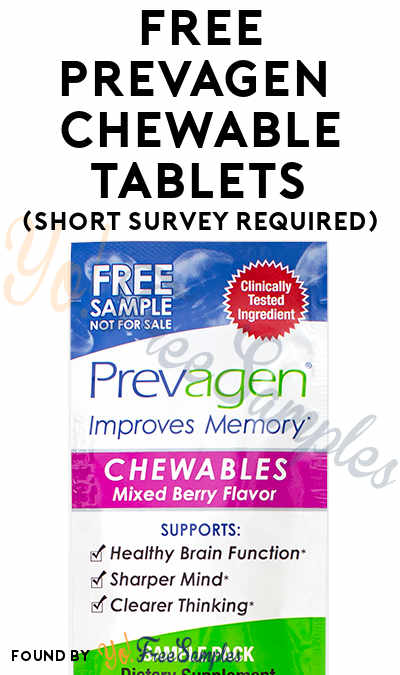 FREE Prevagen Memory Supplement Chewable Tablets Sample (Short Survey Required) [Verified Received By Mail]