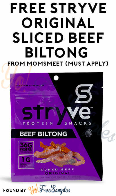 FREE Stryve Original Sliced Beef Biltong From MomsMeet (Must Apply)