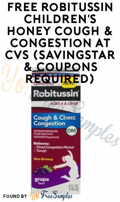 FREE Robitussin Children’s Honey Cough & Congestion At CVS (SavingStar & Coupons Required)