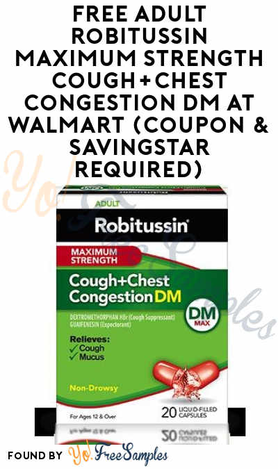 FREE Adult Robitussin Maximum Strength Cough+Chest Congestion DM At Walmart (Coupon & SavingStar Required)