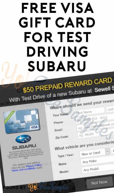 FREE Visa Gift Card For Test Driving Subaru