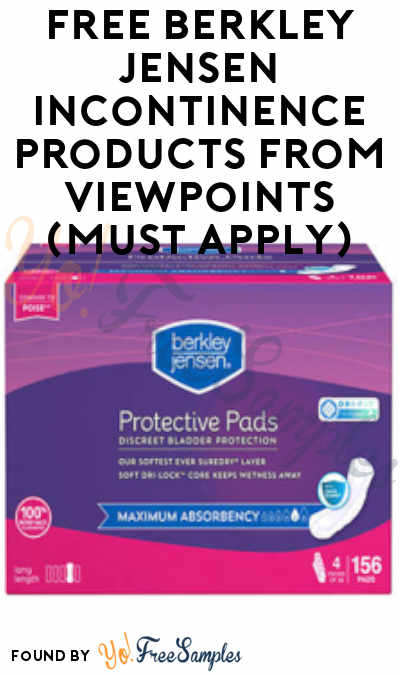 FREE Berkley Jensen Incontinence Products From ViewPoints (Must Apply)