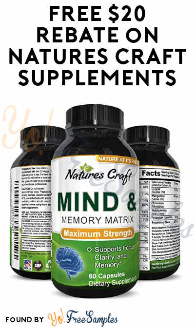 FREE $20 Rebate on Natures Craft Supplements