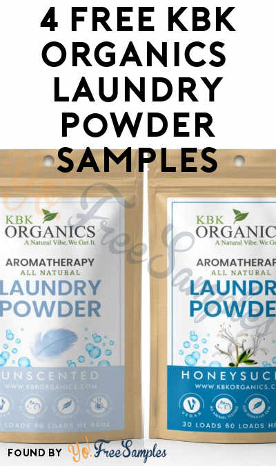 4 FREE KBK Organics Aromatherapy Laundry Powder Samples