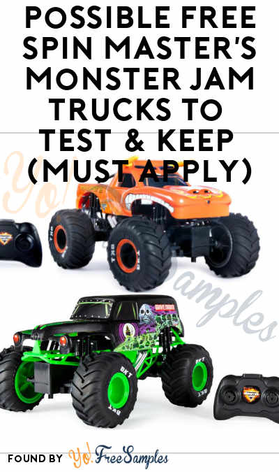 Possible FREE Spin Master’s Monster Jam Trucks To Test & Keep (Must Apply)