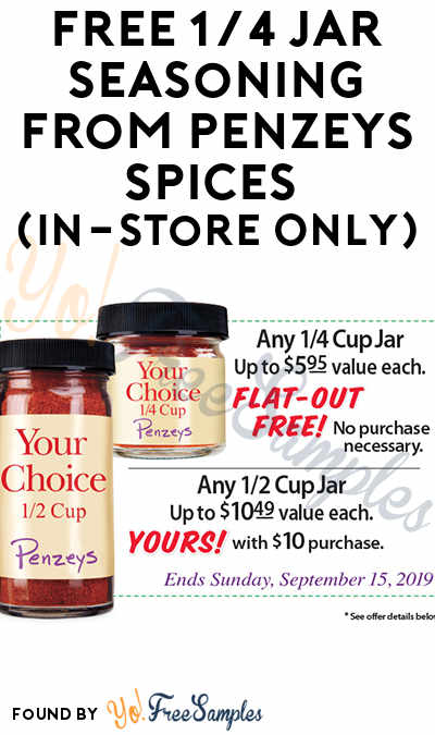 FREE 1/4 Jar Seasoning From Penzeys Spices (In-Store Only)