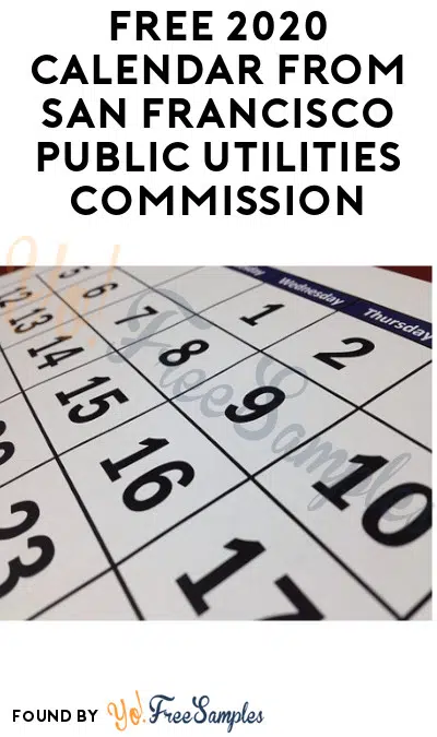 FREE 2020 Calendar from San Francisco Public Utilities Commission