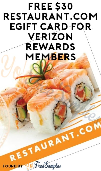 FREE $25-30 Restaurant.com eGift Card For Verizon Rewards Members