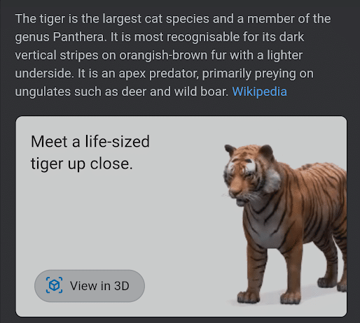 Google 3D Animals