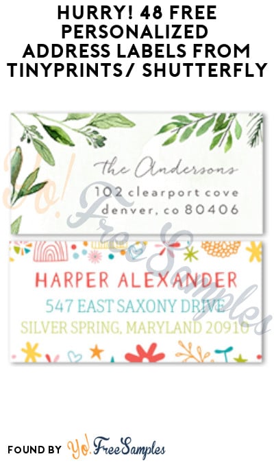 Hurry! 48 FREE Personalized Address Labels from Tinyprints (Credit Card Required)