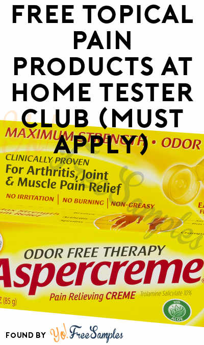 FREE Topical Pain Products At Home Tester Club (Must Apply)